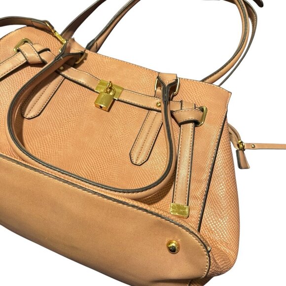 Adrienne Vittadini Tan Front-Lock Leather Shoulder Bag / Crossbody – Large - Picture 3 of 7